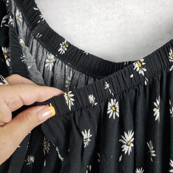 Maurices Women's 2X Off Shoulder Daisy Print Midi Dress Black Pleated Flared - Picture 12 of 13